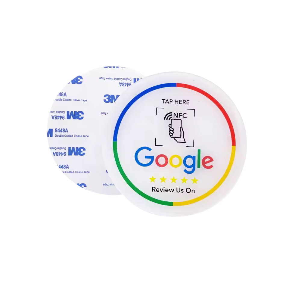 Placa NFC blanca con adhesivo 3M